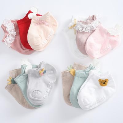 3pairs/set Baby Cartoon Socks Cute Cartoon Rubber Anti-slip Floor Sock Princess Cotton Newborn Infant Toddler Socks 0-5years Old
