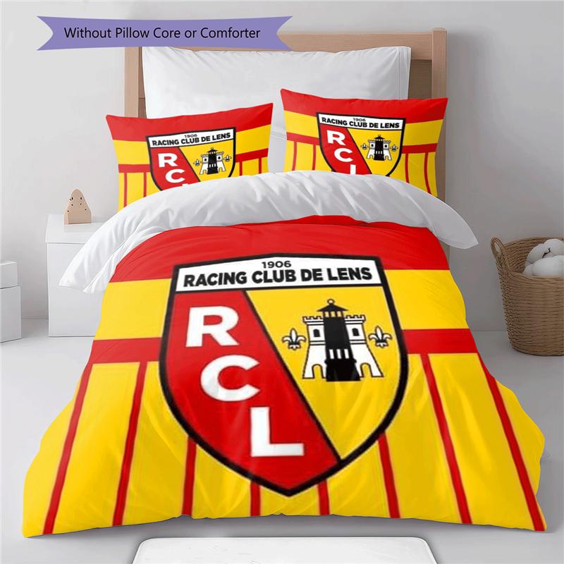 Racing Club De Lens RCL Football Club Pattern Duvet and Pillowcases,1 Duvet Cover with 2 Pillowcases, No Core,Son Gift,Daughter Gift