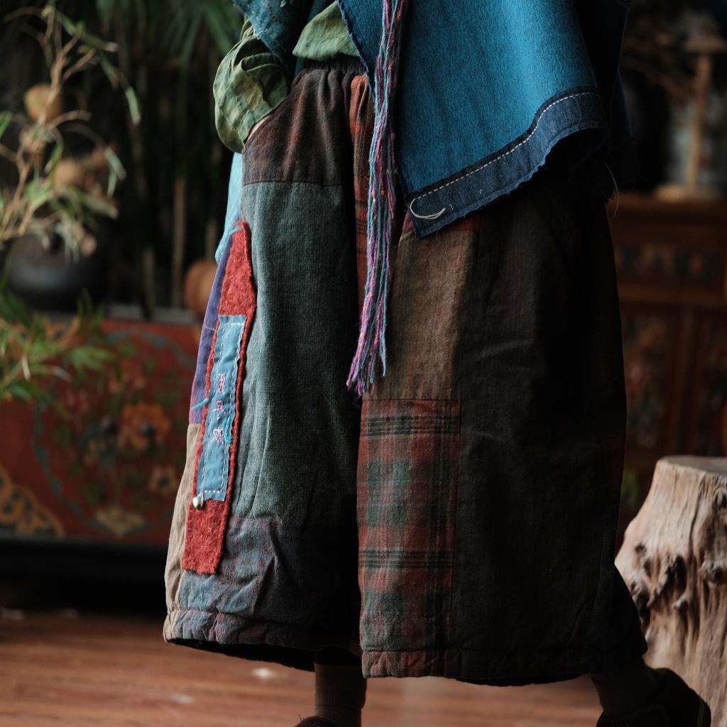 Versatile Custom Retro Handmade Patchwork Cotton Pants