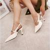 Spring and Autumn 2025 New Pointed Toe White Shallow Mouth High Heels Women's Stiletto Air Quality Single Sandals