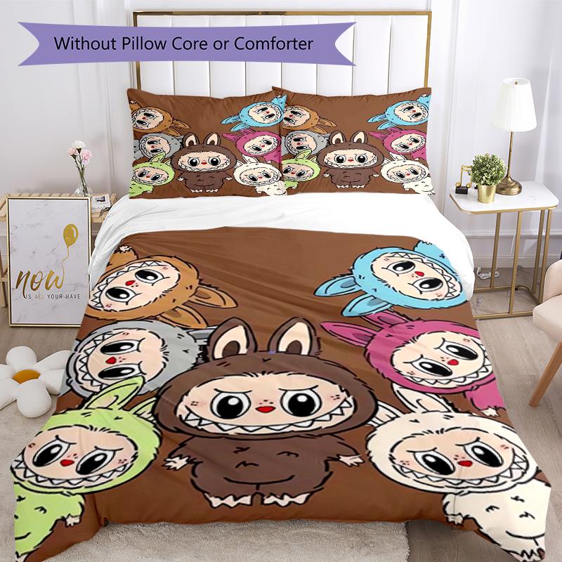 Set Biancheria da Letto Labubu 3 Pezzi Copripiumino Chiusura Include 1 Copripiumino e 2 Federe, Morbido e Confortevole per Tutte le Stagioni.