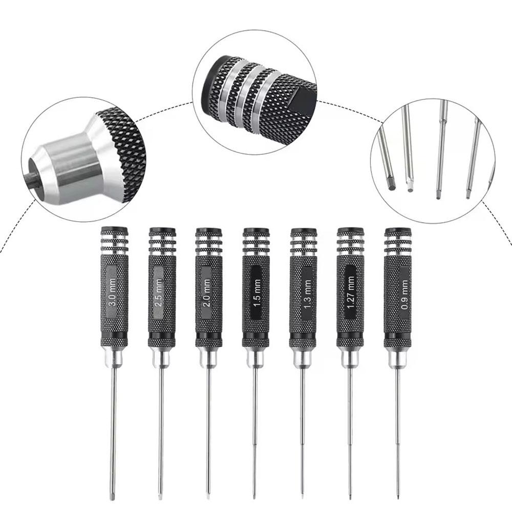 7pcs HSS Hexagonal Key Screwdrivers Tools 0.9-3.0mm For RC Model Hexagonal Screwdriver