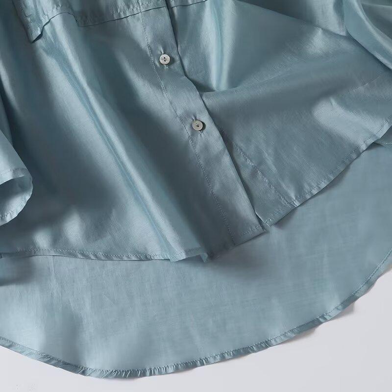 Women's Spring 2025 Flowy Long-Sleeve Lapel Shirt - Versatile Fashion for a Chic Commute