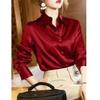 New high-end professional satin purple shirt for women, long-sleeved formal fashion commuter shirt