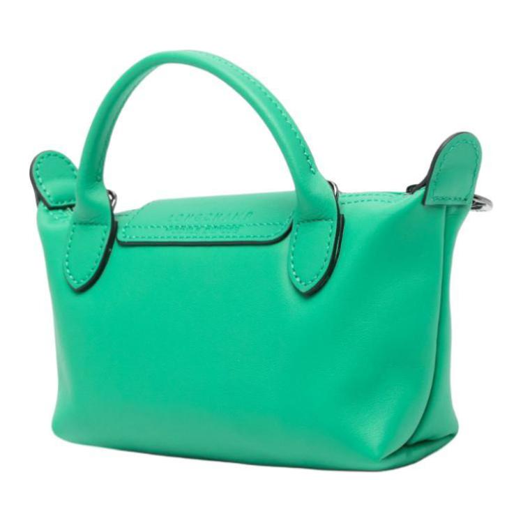 Longchamp Le Pliage Xtra Embossed Logo Detachable Adjustable Shoulder Strap Leather Mini Crossbody Handbag Unisex handbags Green 34205987249