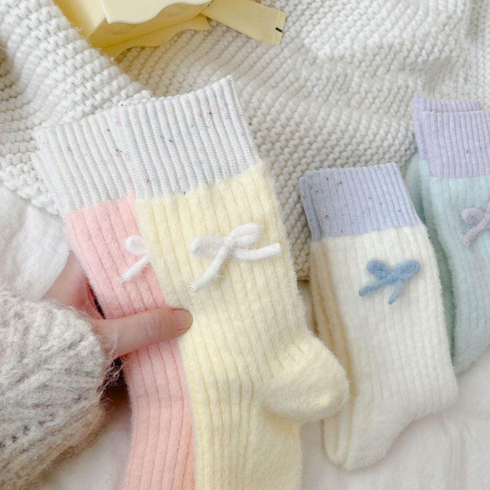 Cute Women's Thickened Socks Soft Middle Tube Socks Simple Warm Home Socks Autumn Winter