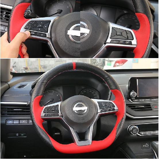 For Nissan Teana Altima 19-2020 Silver Interior Steering Wheel Cover Trim 2P