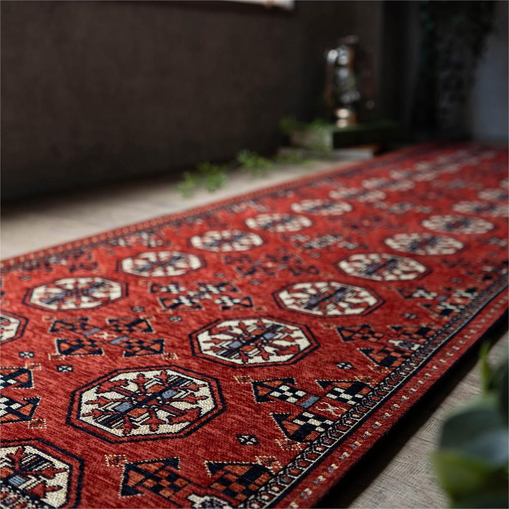Sayan Sayan Kardo Bokhara Turkmen Style Long Mat Rug 60x240cm Red Gobelin