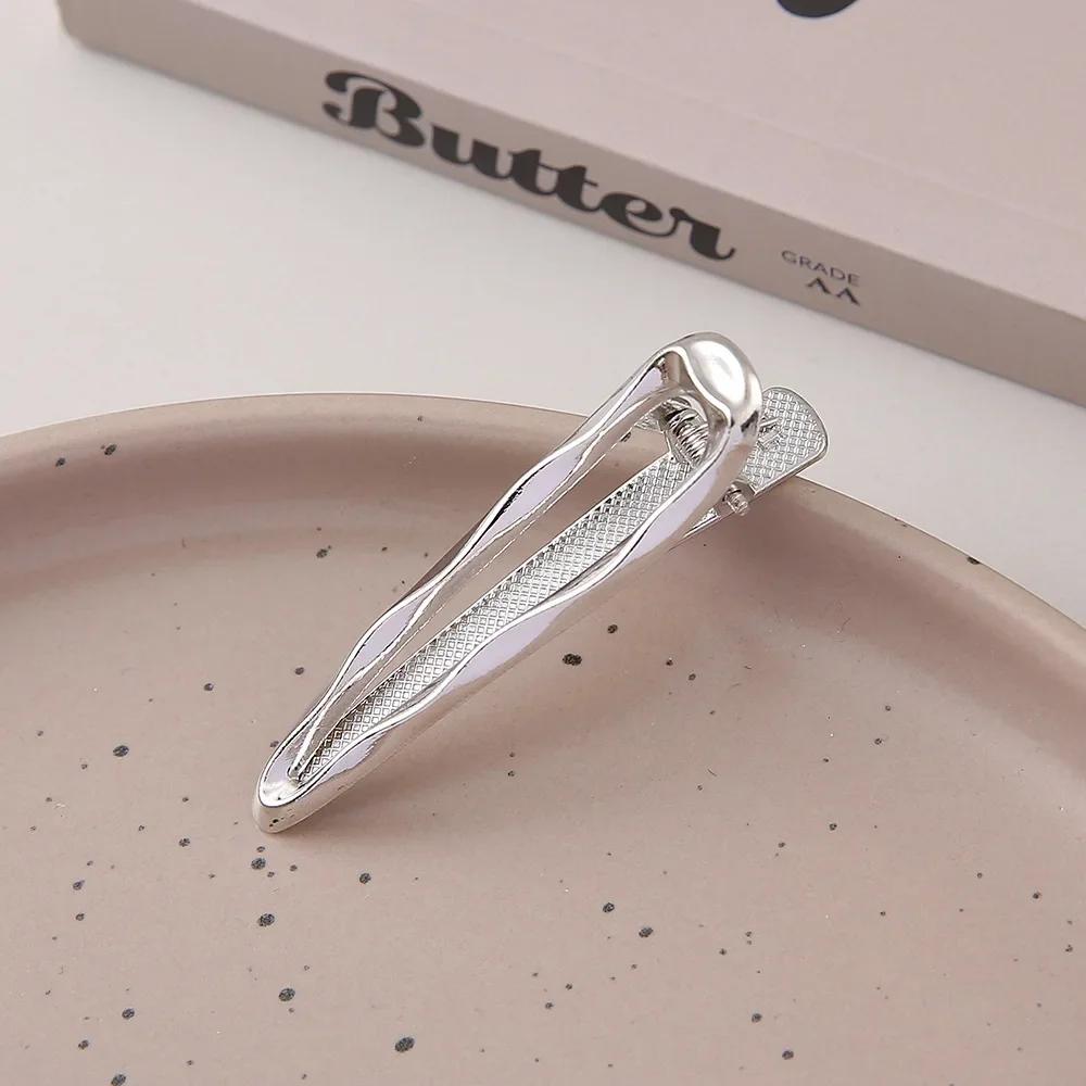 Exquisite Gold Silber Metall Hohl Haarspangen Süß Cool Pony Clip Stirn Gebrochenes Haar Entenschnabelspange Haarnadel Stil Kopfschmuck