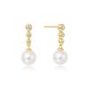 Gold Tennis Beads Stone Pearl Drop Stud 925 Silver Earrings E065-03G.