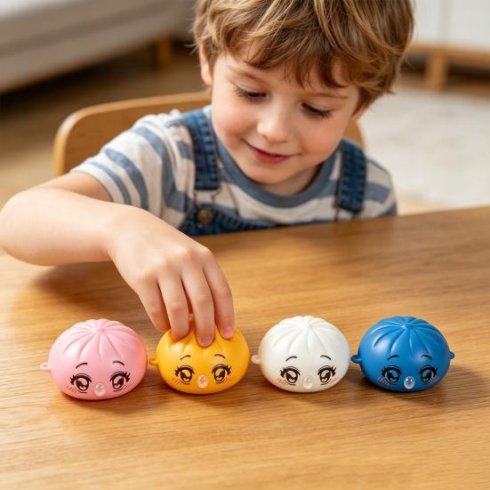 1/3/5Pcs Cartoon Expression Bubble Dumpling Toy Stress Relief Relaxation Steamed Bun Squeeze Toy Focus Aid Spitting Bubble Bun Fidget Toy