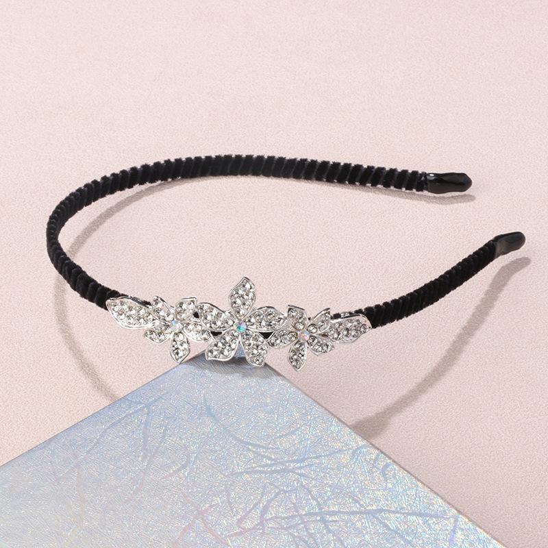 Crystal Alloy Flower Hairband, Anti-slip Headband Hairpin, Bridal Headpiece