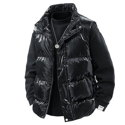 Glossy Vests for Men and Women In Winter New Loose Casual Cotton Jacket Couples Thickened Stand Collar Vest Jacket