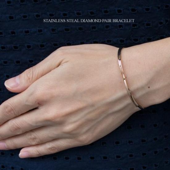 Zanypolo Tarzini Diamond Stainless Steel Pair Bangle
