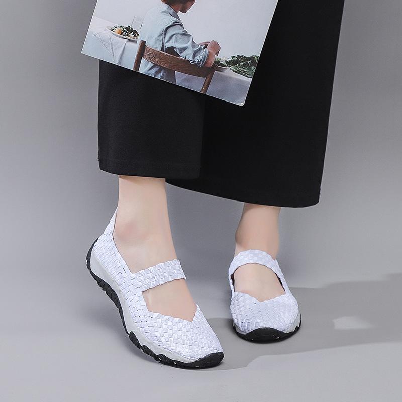 

Универсальная женская обувь большого размера, женские маленькие белые туфли, повседневная модная обувь, плетеные вручную плетеные туфли, дышащие сандалии на плоской подошве, ленивые 35 белый