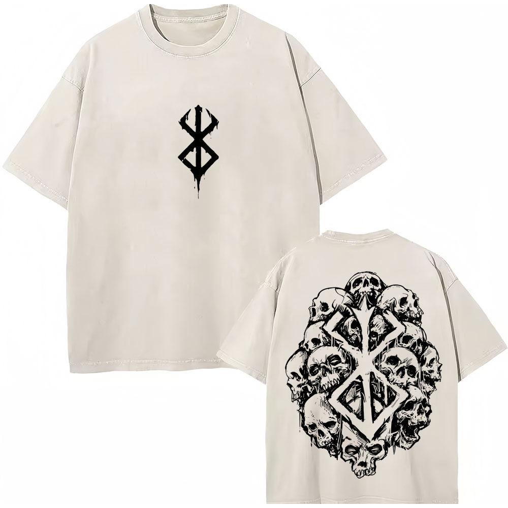 Washed Anime Berserk Guts Classic T-Shirts Manga Gatsu Griffith Zodd Trend T-shirt Men Women Oversized  Cotton Casual Tee Shirt
