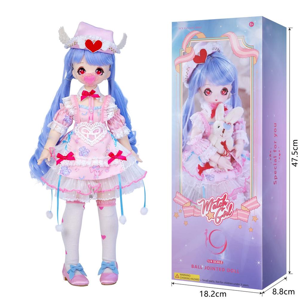 ICY Fortune Days Scale BJD Anime Movable Gift for Children Ages 8 and Up 1/4 Doll, Style, Painted, Figure, (Kawaii)