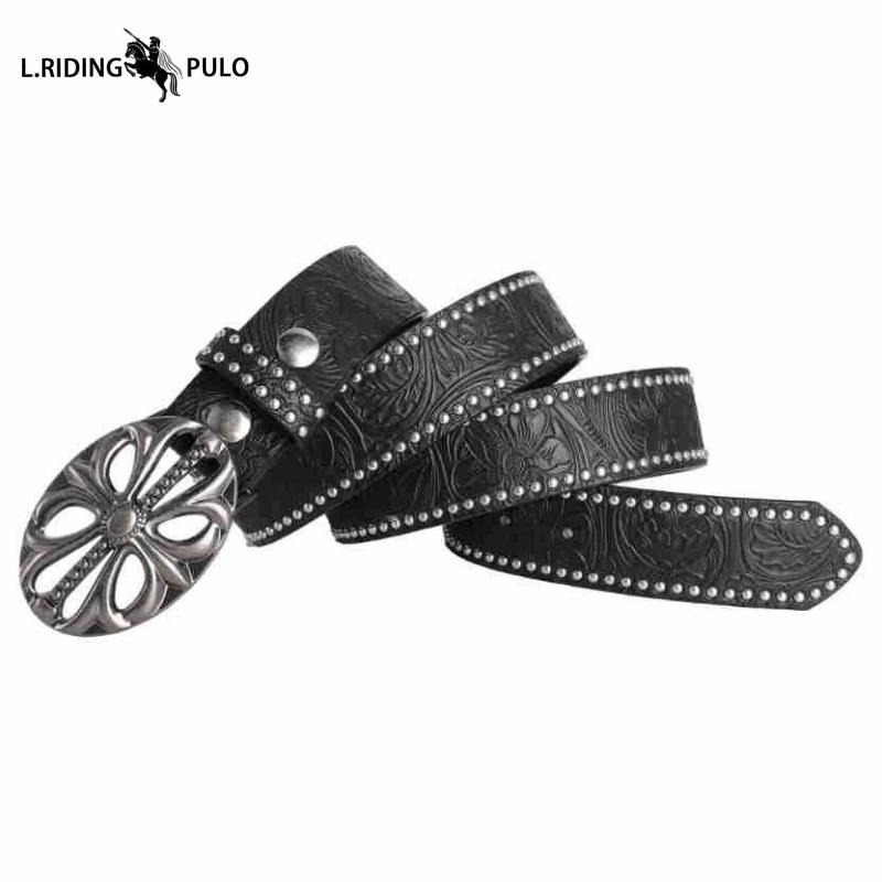 Classic Embossed Color Changing Western Cowboy Belt Buckle Belt Edge Smooth Buckle Personality Belt