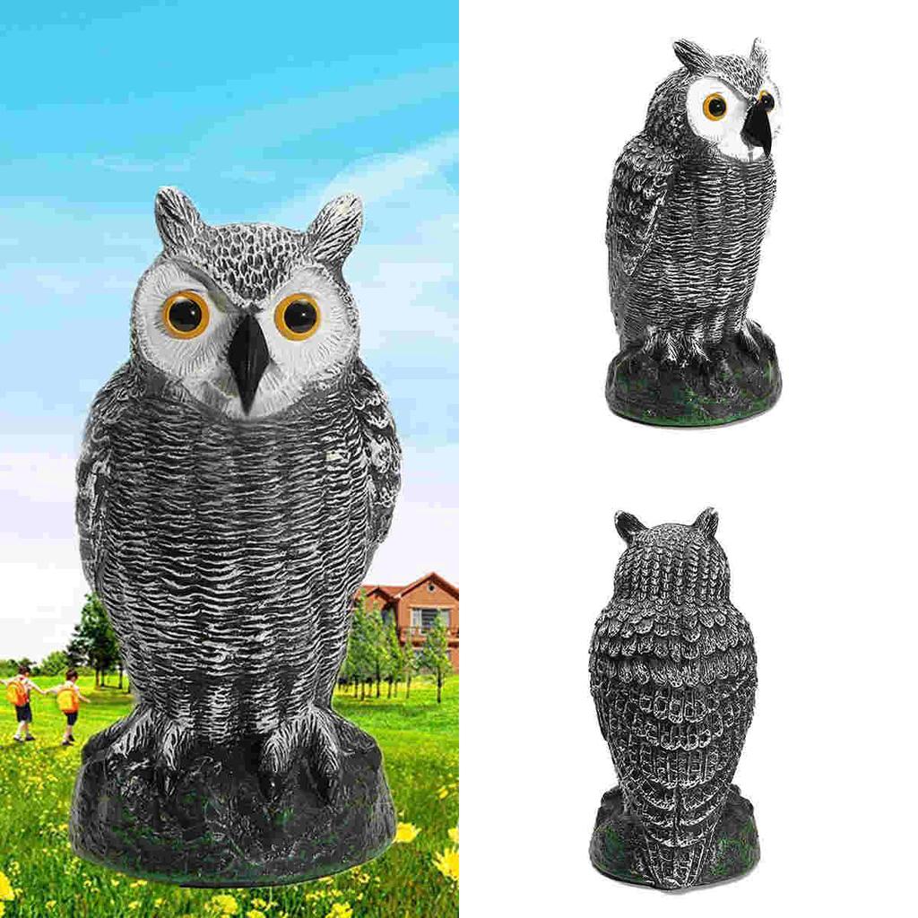 Fake Standing Owl Hunting Decoy Ornamental Repeller Garden Weed Pest Crow Scarer
