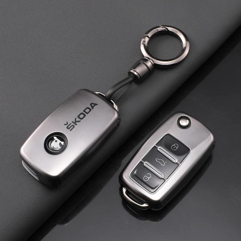 2026 Gorący Samochód Etui Pokrowiec Ochronny na Kluczyk Składany Brelok do Skoda Octavia A5 A7 Fabia Superb Kodiaq Karoq Akcesoria