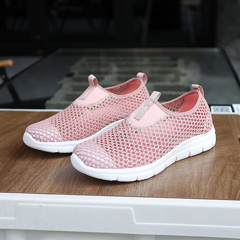 Shoes Women's Walking Shoes Lightweight Mesh Hollow Breathable Women's Shallow Mouth Casual Mother Shoes Single Mesh Shoes Summer
