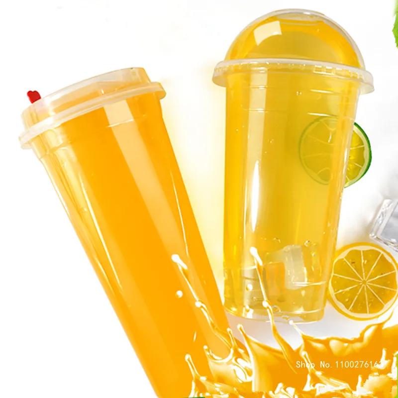 100pcs High Quality 95mm Caliber Transparent Disposable Glasses 400ml Plastic Cups for Drink Party Favors Milk Tea Cup with Lid