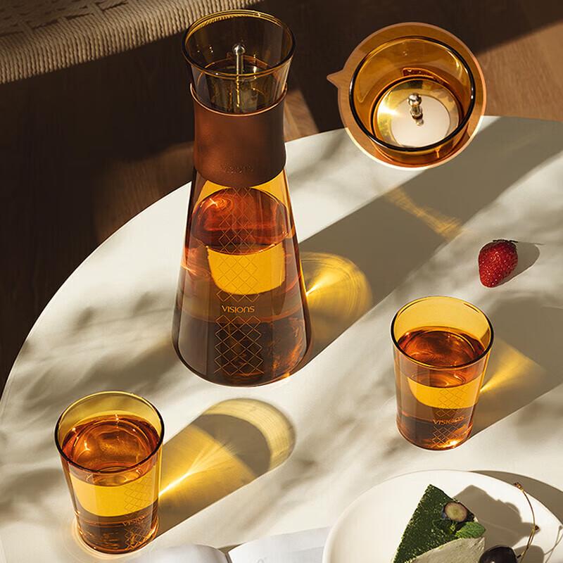 VISIONS Corning Gilded Heat-Resistant Glass Cold Water Pitcher Set