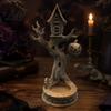 Detailed Resin Style Figurines 3D Printed Halloween Tree House Ornament with Pumpkin Spooky Table Realistic Pumpkin Face Statues Centerpiece,