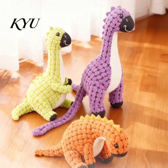 Durable Chew Toys for Small Medium Dogs Dinosaur Plush Dog Toy, Built-in Sound Device, Teething Cleaning Soft Daily Teeth Grinding Accessories