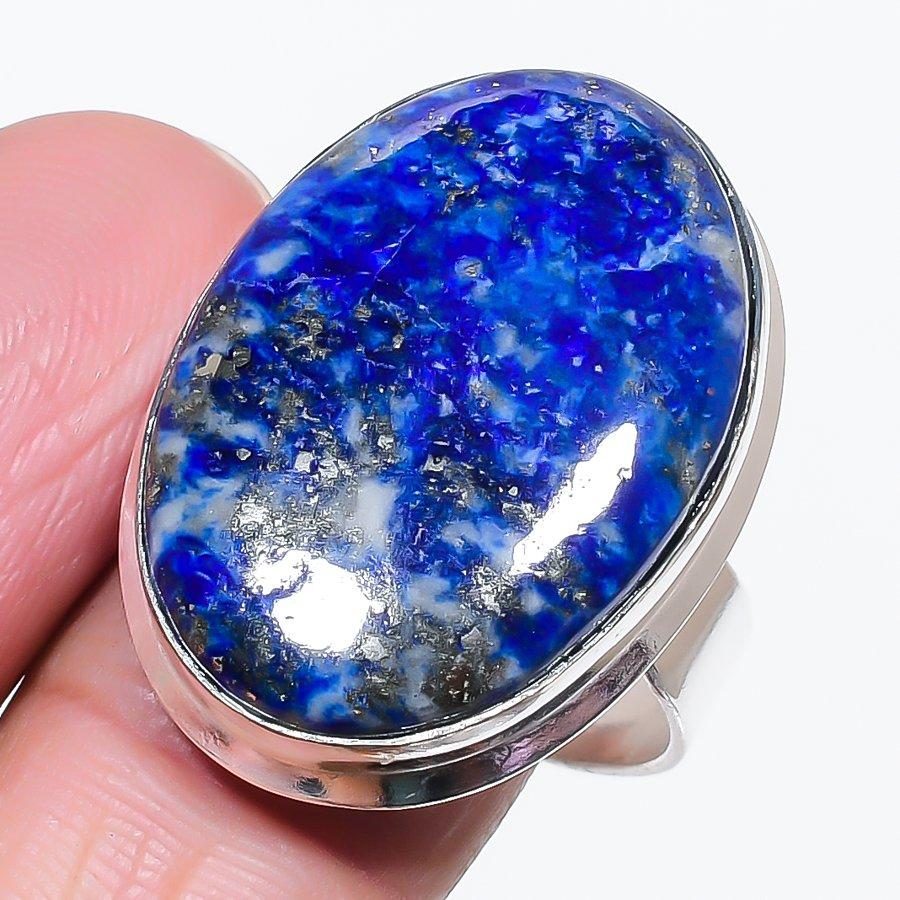 

Натуральный Лазурит Драгоценный Камень 925 Стерлинговое Серебро Ювелирное Изделие Кольцо Размер 11.5 K9T62