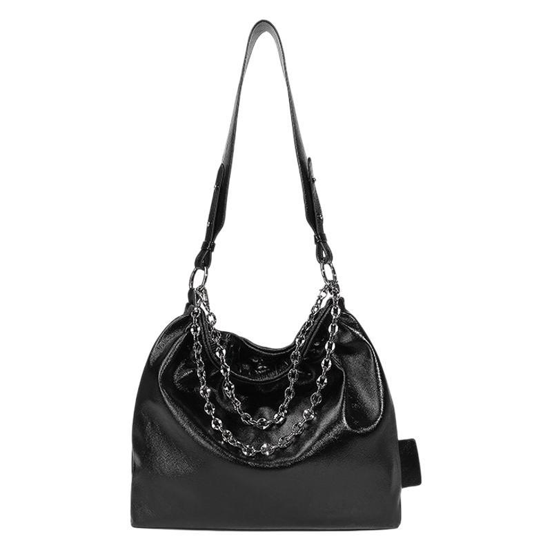 Single Shoulder Tote Bag for Women, Large Capacity Commuter Bag, New Foreign Trade Style, Pleated Chain Niche Underarm Bag, Versatile Crossbody Bag