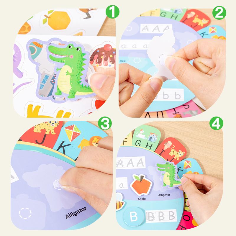 Montessori Quiet Book for Kids Puzzle Word Recognition Early Education Enlightenment Stickers Toy Book Children's Learning Fun