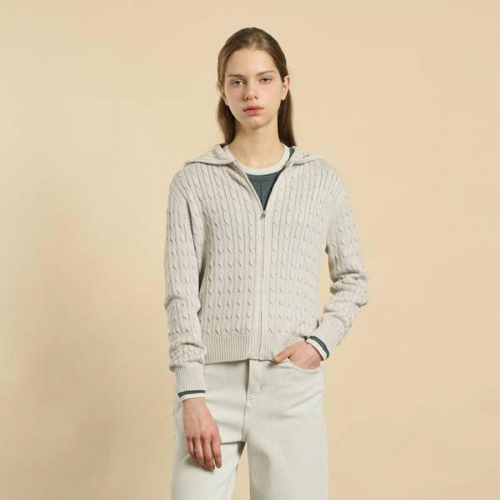 Bcbg Cable Knit Hood Zip Up B6s2k108