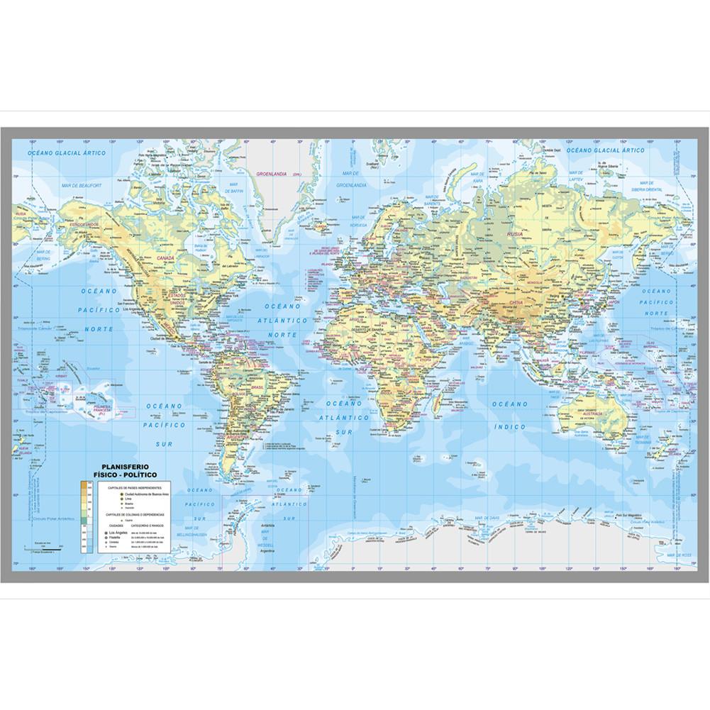 Spanish Map Background-World Map-City Map Wall Decor for Classroom,Office,Travel,Gift for Geography Enthusiasts,Graduation