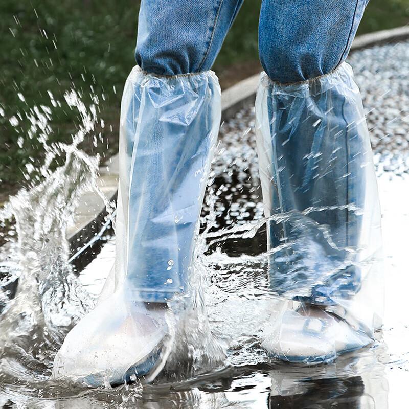BWNK Disposable Rain Shoe Covers, 20-Pack, Thick Waterproof Non-Slip Rain Boots for Men And Women, Long Plastic Overshoes for Rainy Days