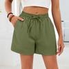 Women's Casual Fashion -Color Elastic Waistband Pocketed Wide-Leg Straight-Cut Shorts