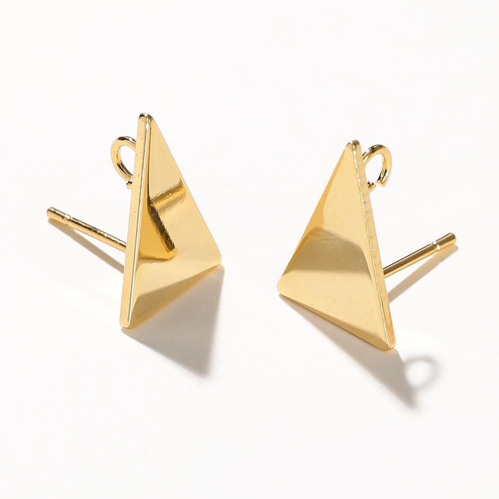 

10pcs/lot 10x15MM 18K Gold Plated Brass Triangle Stud Earrings High Quality DIY For Jewelry Making Finding Earrings Accessories 10pcs