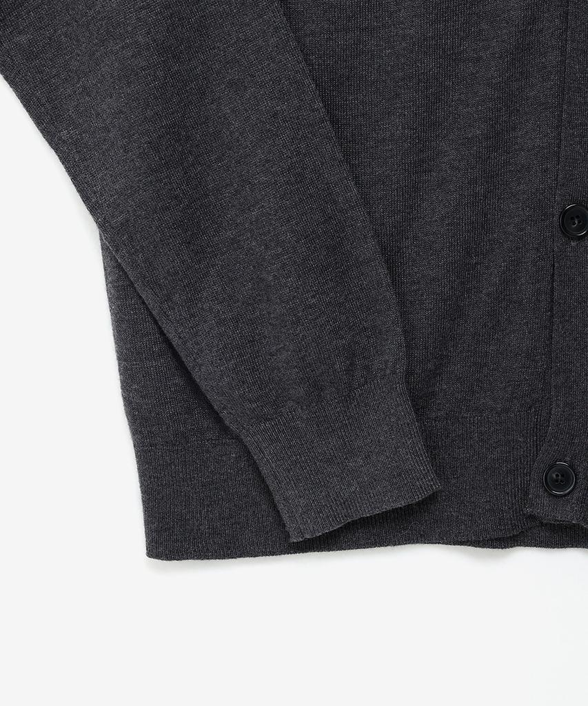 NOIRER Cashmere Layered Mock Neck Cardigan Knit (Dark Gray)
