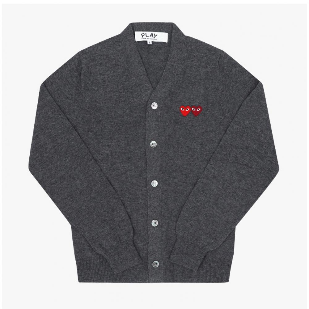 Comme Des Gar Ons Play Double Red Heart V Neck Cardigan Ax N058 051