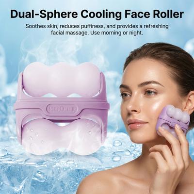 Double-Head Ice-Roller Facial Skin Refining Tool With Cooling Function For Home And Travel Use