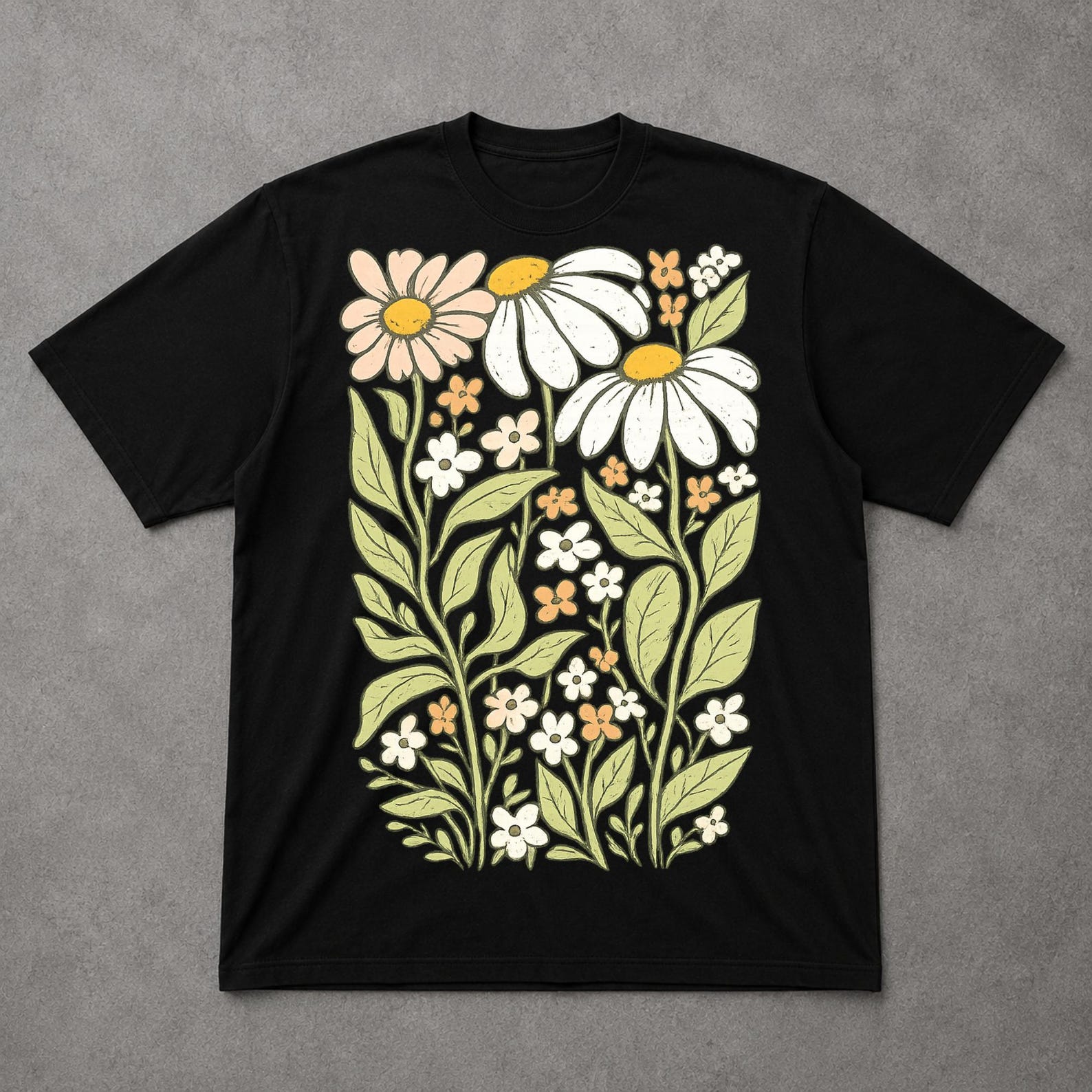 Boho Wildflower Shirt, Vintage Botanical Graphic Tee, Floral Garden Aesthetic T Shirt M