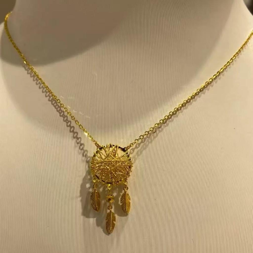 Gold Dream Catcher Tassel Necklace - Elegant Gift for Women On Qixi Valentine's Day