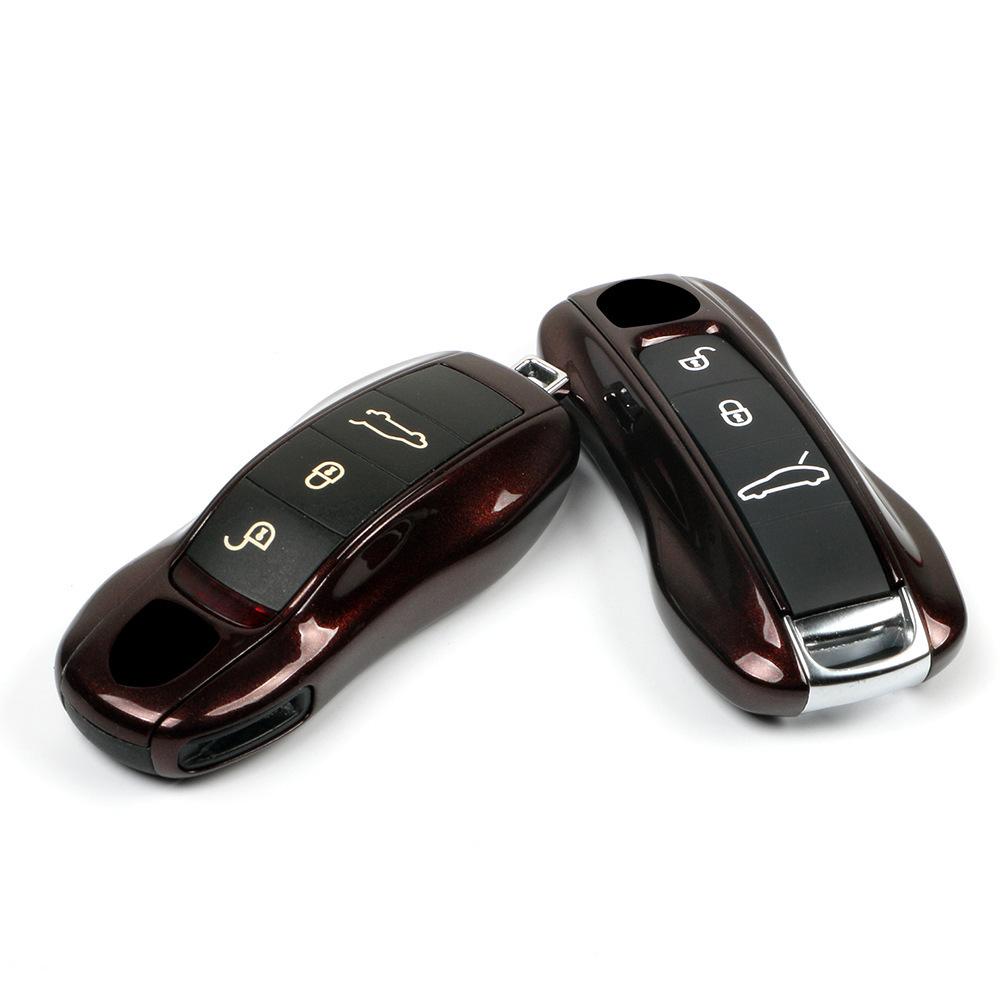 For Porsche Key Cayenne Macan911 Paramela 718 Taycan Mahogany Red Key Case