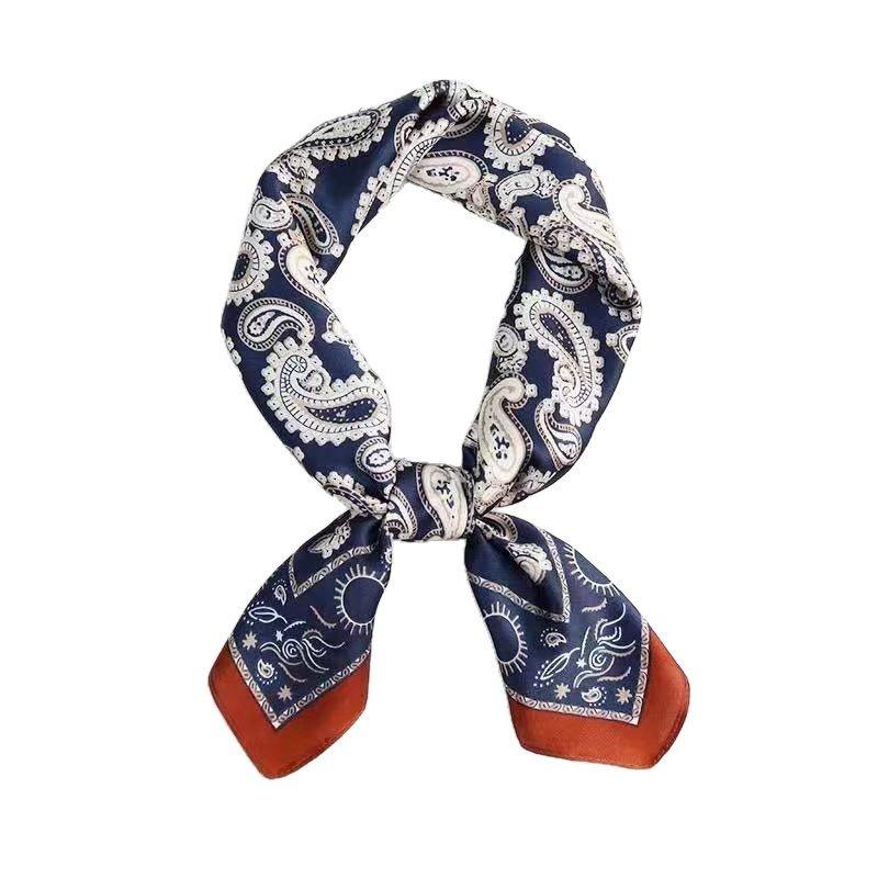 Beach Sunscreen Kerchief Luxury Design Square Scarves Women Popular 70X70CM Silk Hijab  The Four Seasons Headscarf