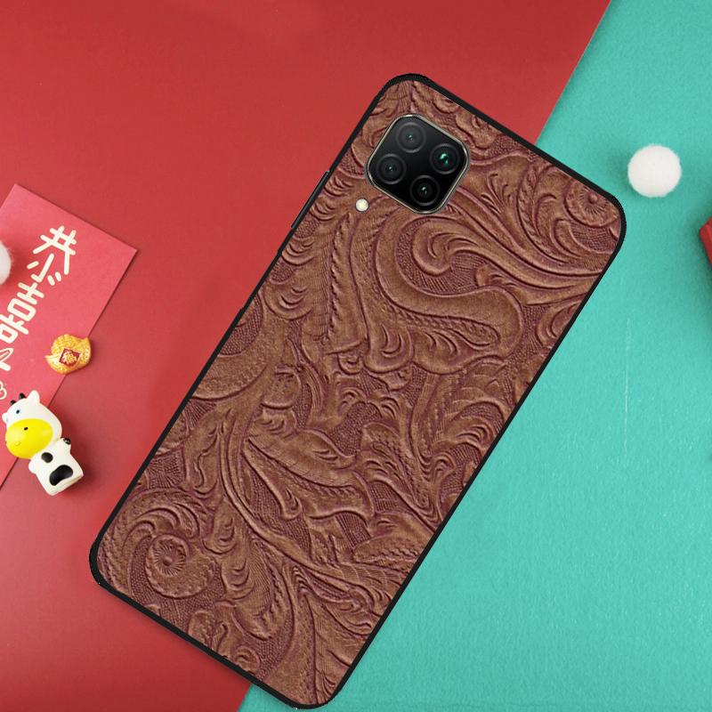 Brown Hand Tooled Western For Huawei Nova 9 10 SE 11 Pro 7i 8i 11i 12i Y73 Y72 Y61 Y91 Y90 Y70 Y60 P30 P40 Lite Case