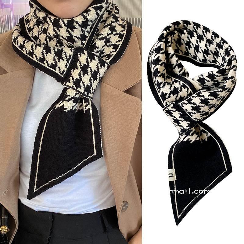 Winter Fake Collar Warmer Cross Tie Scarf For Women Ring Geometric Neckscarf Elegant Ladies Windproof Neckerchief 110*11cm