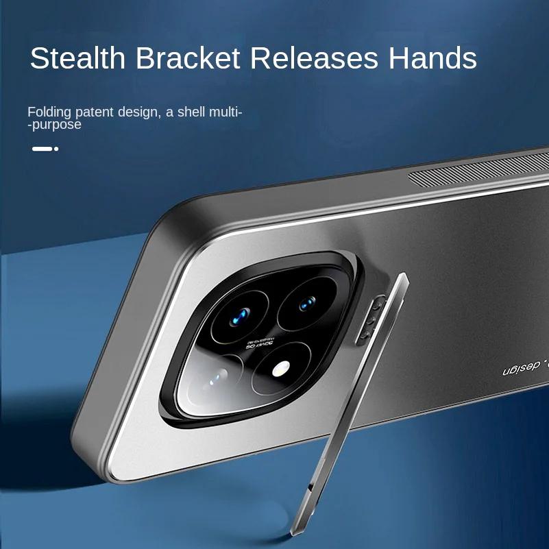 For Redmi Note 14 Pro Plus 14pro Metal Lens Camera Holder Cover for Redmi Note14 Pro+ Shockproof Matte Protection Kickstand Case
