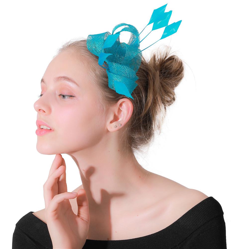 Leinengarn Einfacher und Süßer Haarkamm Federkopfschmuck Braut Seeblau Leinen Haaraccessoires Kopfblume
