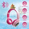 Lexibook Illuminated Wireless Headphones, Disney Princess Design, 3-Way Connection (Wired, Wireless, MicroSD Card), HPBT015DP, Authentic
