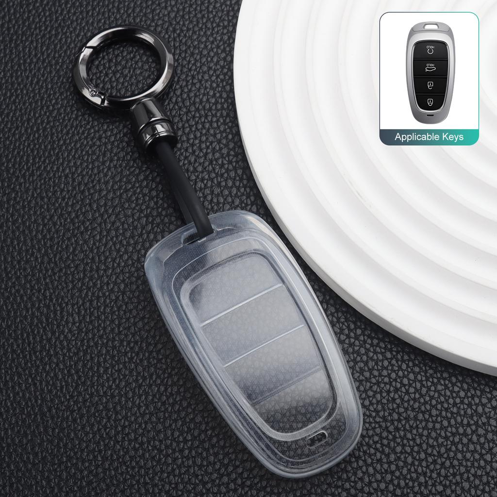 Transparent Tpu Car Key Case Cover For Hyundai Tucson L Santa Fe Nexo Nx4 Ioniq 5 Atos Prime Solaris Accessories